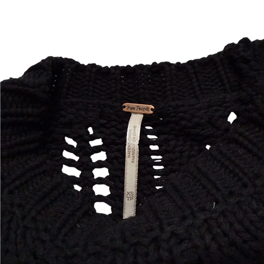 Free People Snowflake Colorblocked Pointelle Sweater Sz XS - Picture 4 of 7